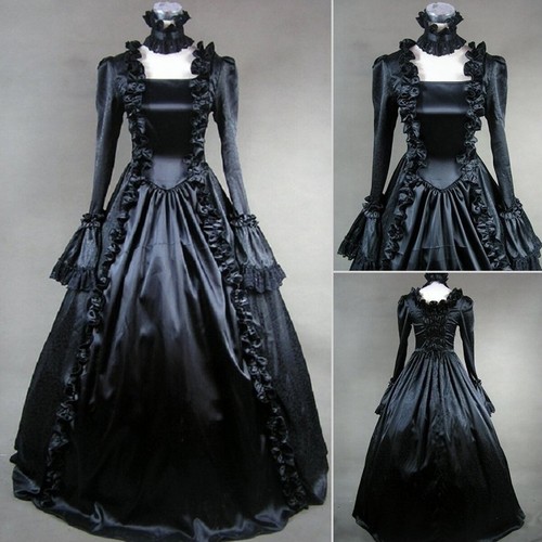 Lolita Retrò Vintage in pizzo di raso Vittoriano pavimento-lunghezza Abito  da Gotico Costume Vestito | eBay