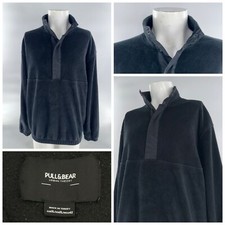 Pull & Bear Fleece 1/4 Snap Pullover Men XL B...