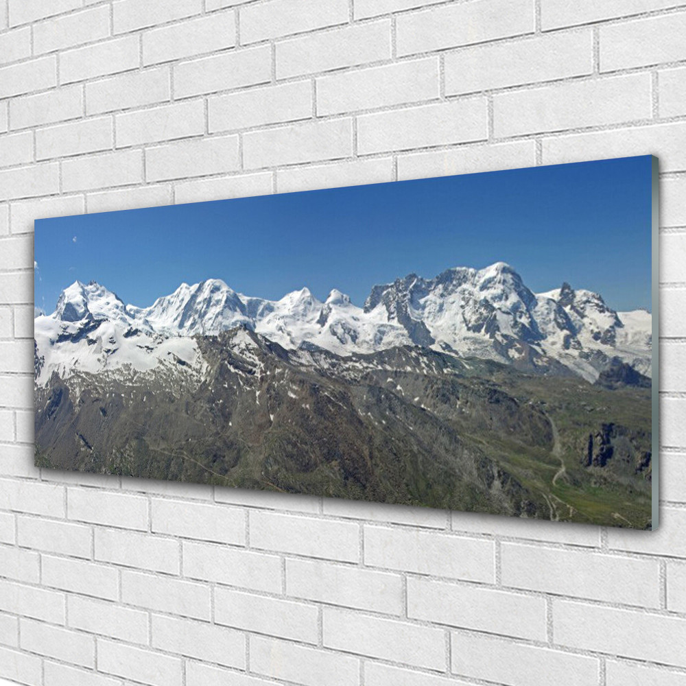 Print on Glass Wall art 125x50 Picture Image Mountains Landscape