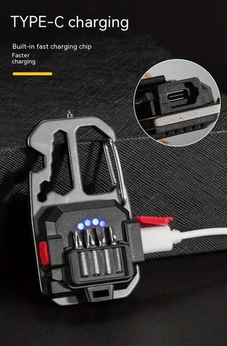 (2) Linterna Llavero Recargable Mini Plateada LED COB Super Brillante 800 Lúmenes - Imagen 15 de 17