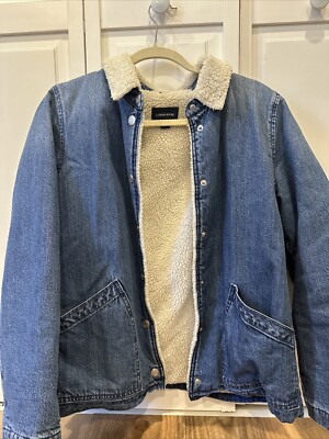J Crew Womens Denim Sherpa Fleece Swing Jacket Jean Jacket
