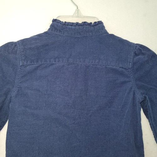 Ralph Lauren Dress Girl 5 Blue Cordoroy Collard Long Sleeve Shirtdress Logo Prep - Picture 5 of 12