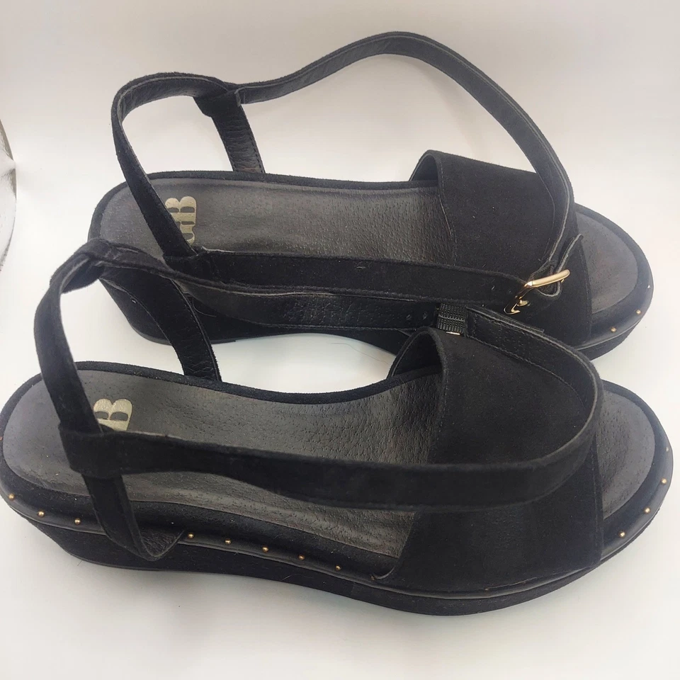 Сандалии GB Sweet Talk черные замшевые кожаные на платформе с заклепками на лодыжке с ремешком 6,5 М - Изображение 4 из 4