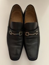 Gucci Black Leather Horsebit Slip-On Loafers