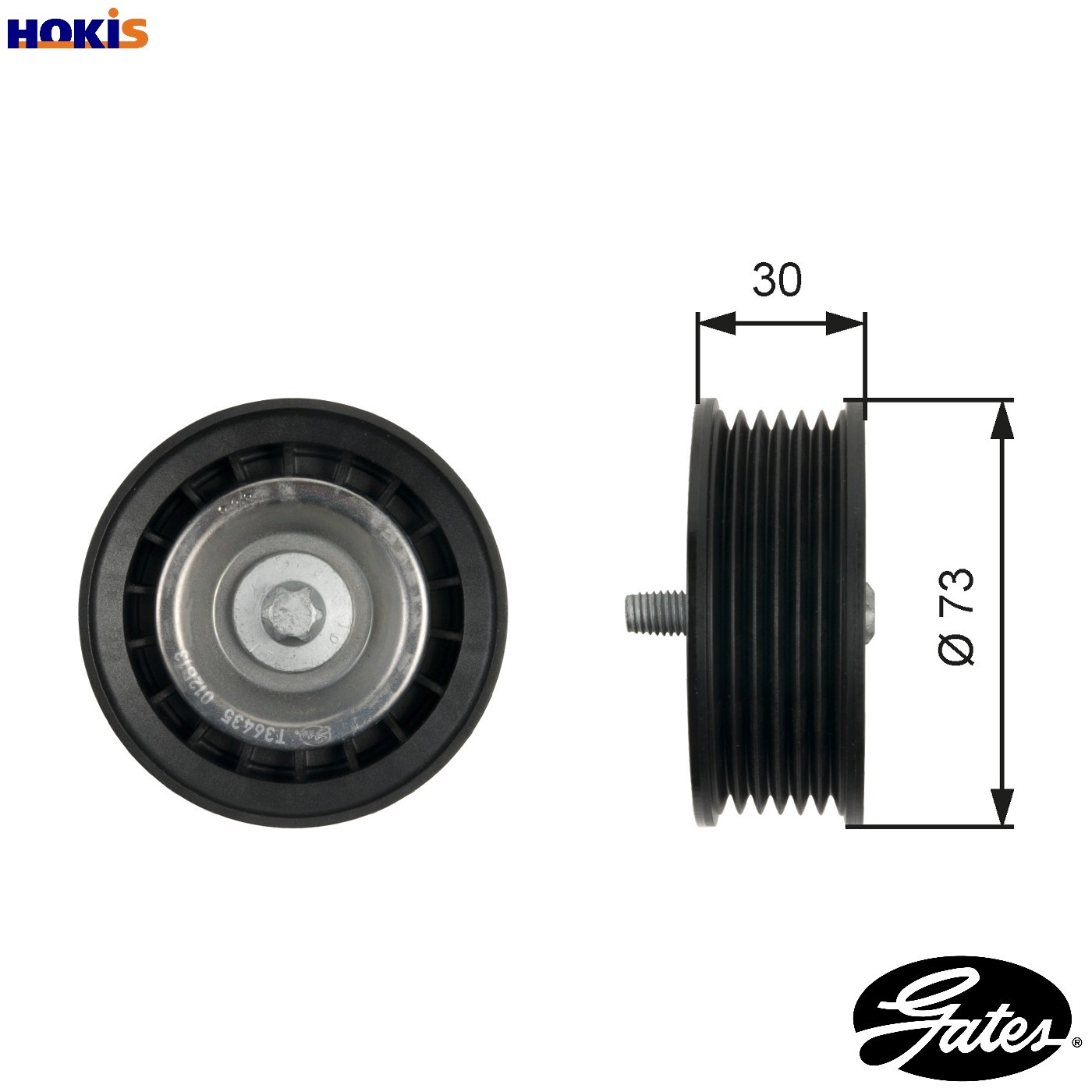GATES T36435 Deflection/Guide Pulley, V-ribbed belt for MERCEDES-BENZ - Image 8