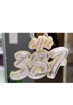 Mens Custom Name Letter Name Pendant 925 Silver Tester Passing Moissanite Charm