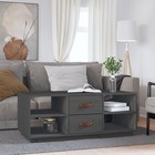 Coffee Table Grey Solid Pinewood 100x50x41 cm  Drawers Shelves Compact UK
