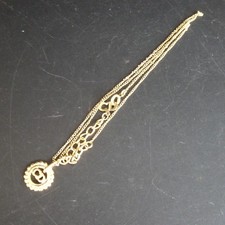 Authentic Christian Dior CD Logo Necklace, Gold Metal[Used]42780