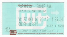Beatles Anthology 10/27/00 Amsterdam Netherlands Paradiso Rare Ticket Stub