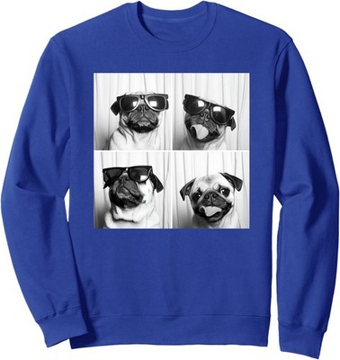 Pug Face Pet Photobooth Cool Pug With Sunglasses Unisex Crewneck Sweatshirt