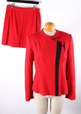 Vintage 1990s Red/Black Wool 2 Piece Skirt Suit Women's Size Medium