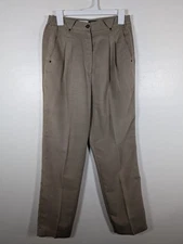 Jamie Sadock Pants Women 10 Faux Suede Brown Pleated Front Trouser Stretch Waist