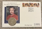 1996 Guernsey £5 Coin FDC. QEII 70th Birthday. 2 Stamps 04310