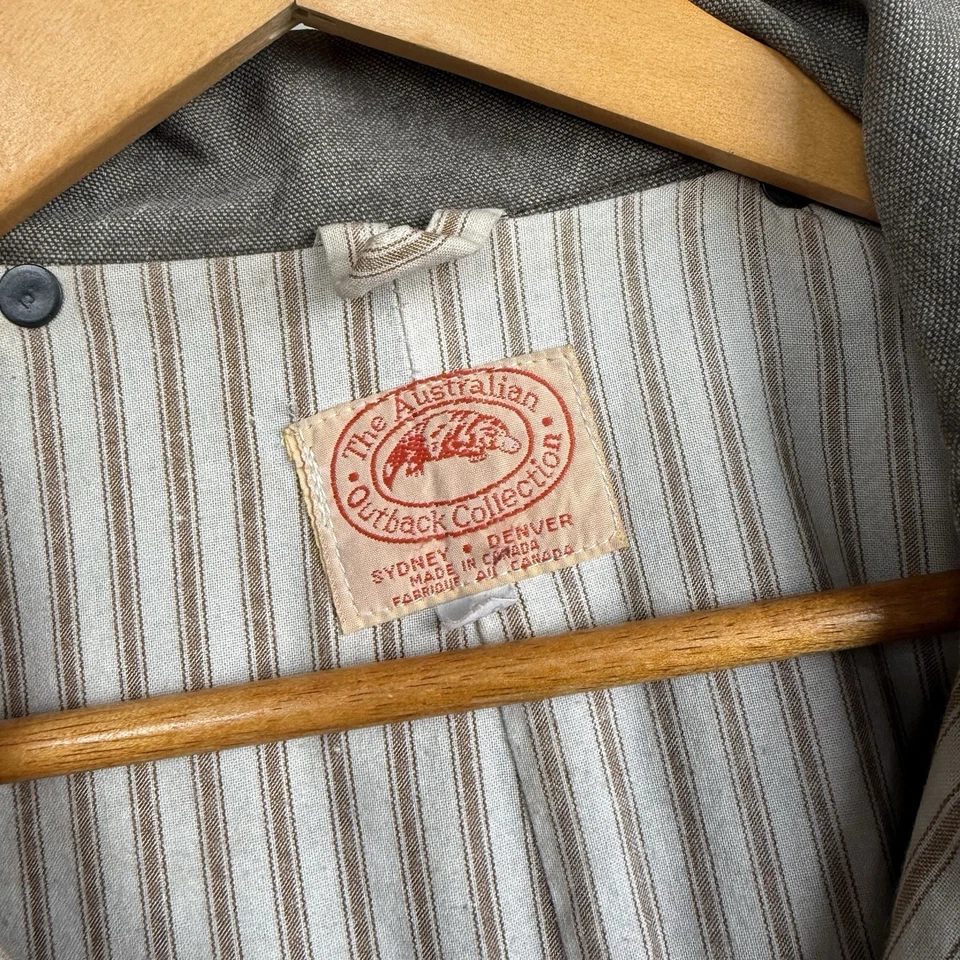 Australian Outback Waxed Duster Gray Snap Coat size Large  - Image 3 of 4