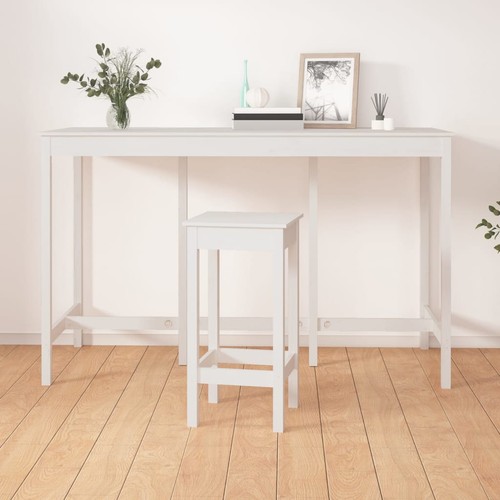 Weißer Stehtisch aus massivem Kiefernholz 180x80x110 cm für Esszimmer & Unterhaltung
