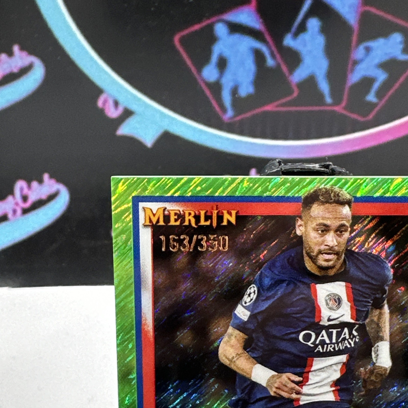 2022-23 Topps Merlin UEFA Club Competitions - Neymar Jr #103 Neon Green Shimmer view 3