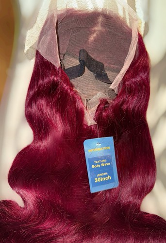 Gorgeous,30 Inch,Fuchsia W/Red Undertones, Human Hair,Body Wave,Super Thick Wig - Picture 18 of 19