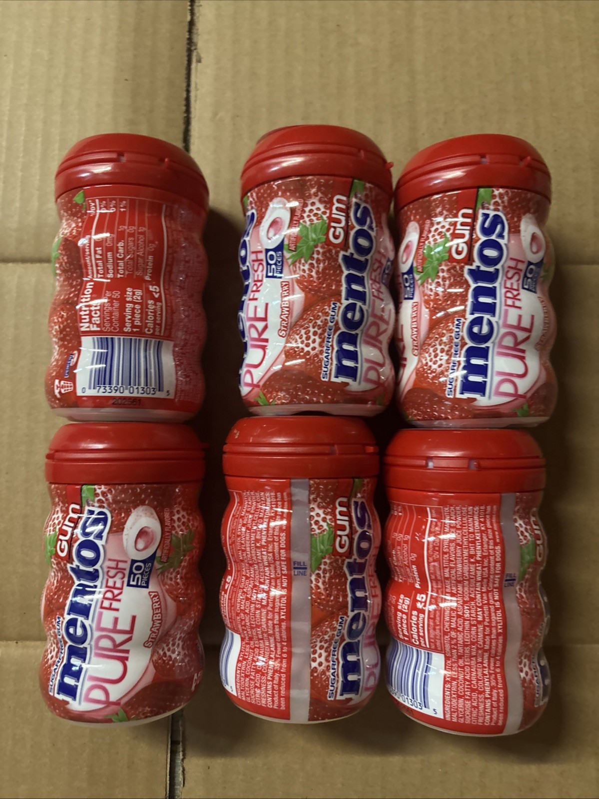 6pk Mentos Pure Fresh Strawberry Sugar Free Gum ~ 50PC Per, BB 01/27