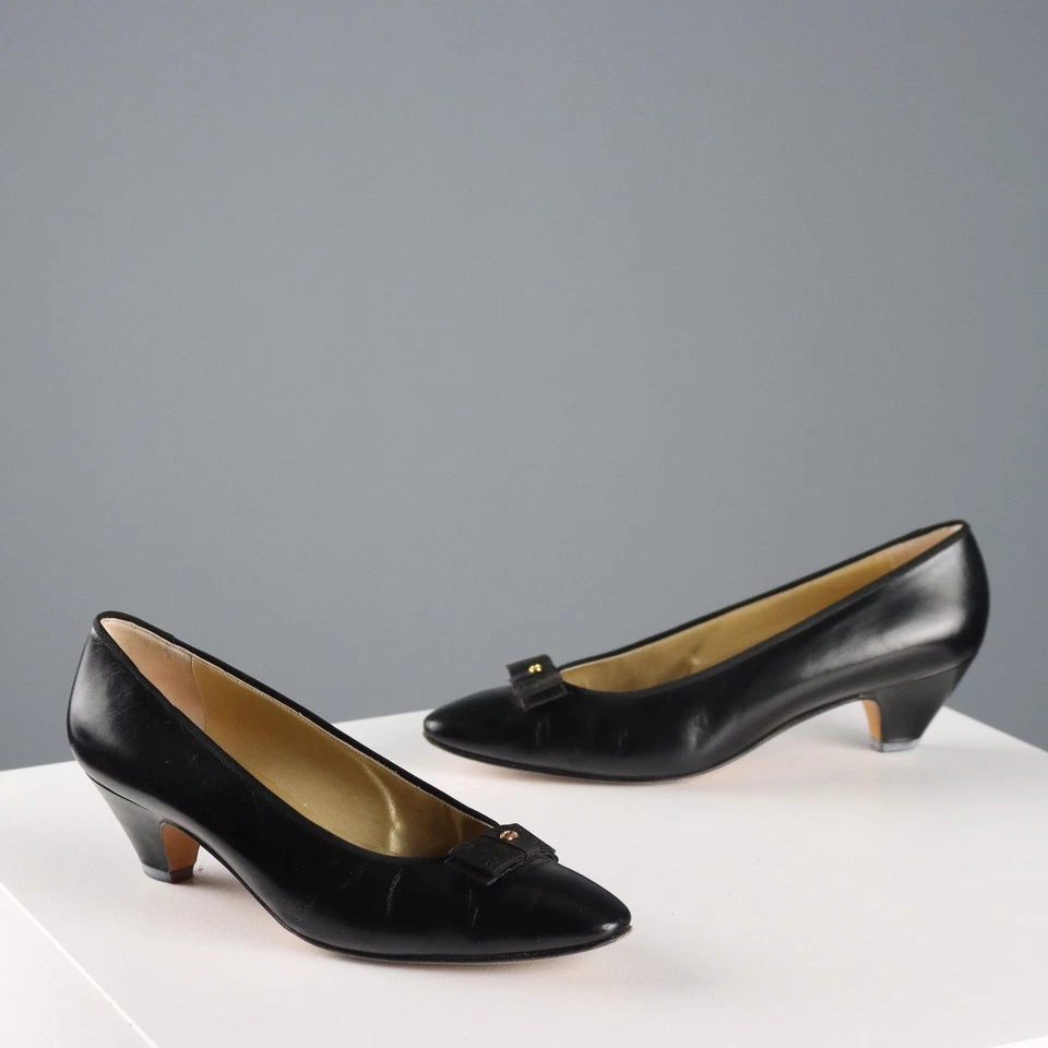 Chaussures à Talons Gucci Vintage Cuir N. 40 Années 1980 Originales - Photo 1/4