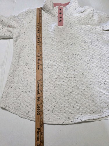 Maurices Woman's Med Pink Gray Quilted Quarter Button Pullover Sweatshirt - Picture 10 of 13