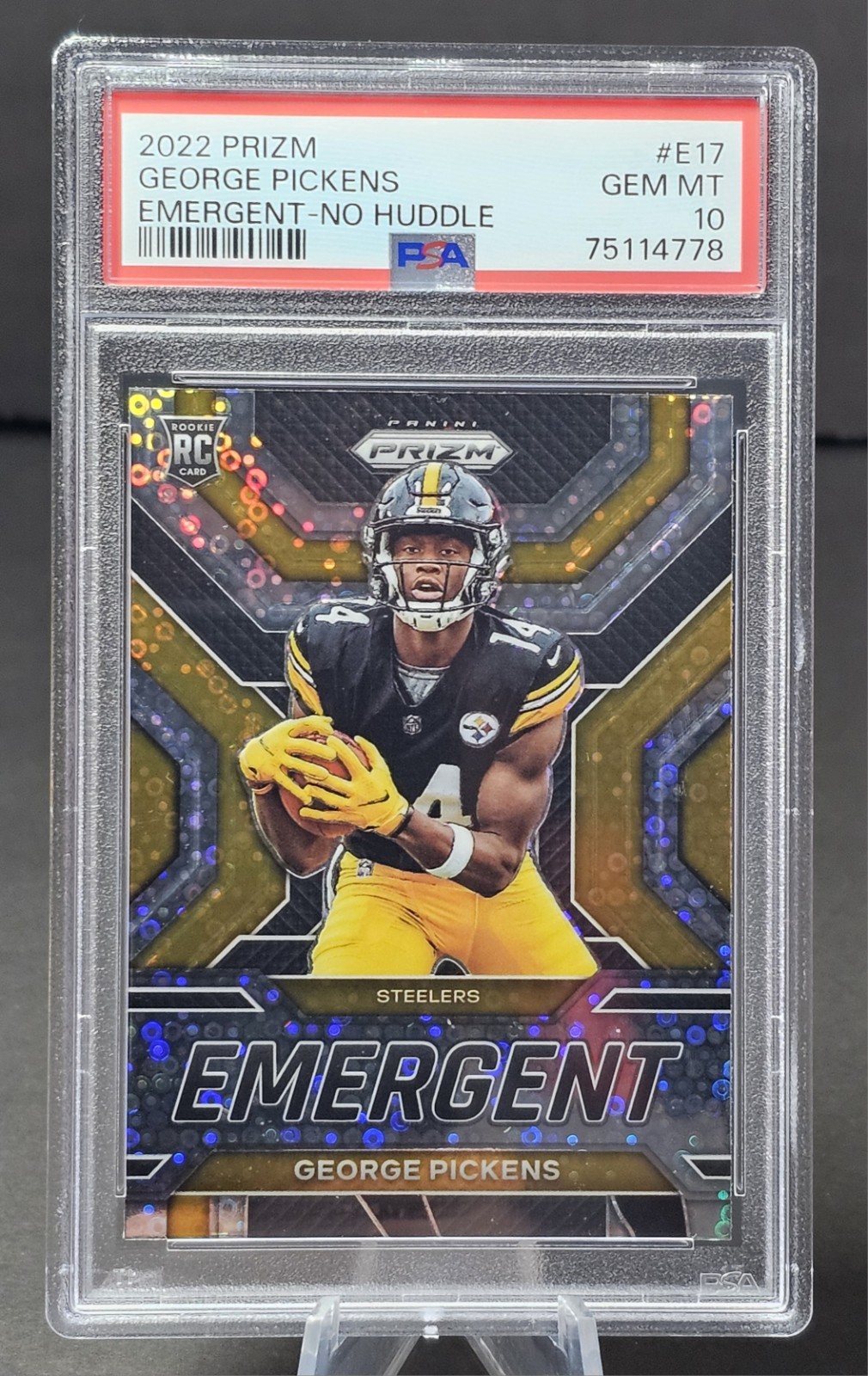 2022 Prizm George Pickens #E-17 RC Emergent No Huddle Prizm Cowboys PSA 10