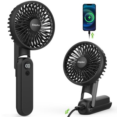 Easyacc Portable Fan Rechargeable Up To 32 Hrs 5000Mah 180Foldable Lanyard
