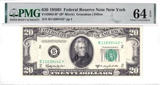1950-D $20 FRN New York *STAR* PMG Choice Unc 64EPQ Rare Pop 2/9 #B11698442*