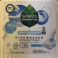 Dishwasher Detergent Packs for Sparkling Dishes Free & Clear Dishwasher Tabs (72
