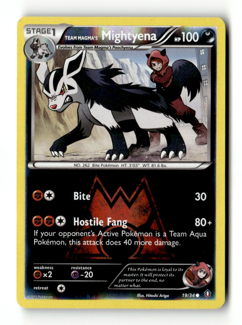 Team Magma's Mightyena Common Reverse Holo Double Crisis 19/34 LP Pokémon TCG
