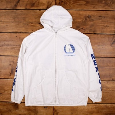 Vintage Jacke L Herren weiß Mexiko Segelboot Hoodie Grafikdruck Reise