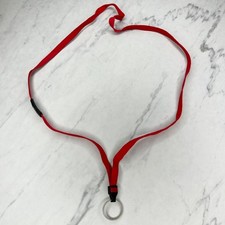 Red ID Badge Holder School Work Lanyard Necklace with Clasp