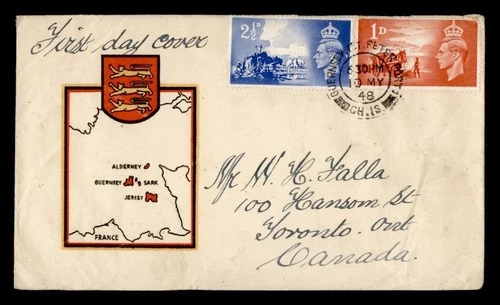 DR WHO 1948 GB GUERNSEY FDC GERMAN OCCUPATION LIBERATION CACHET COMBO M71653