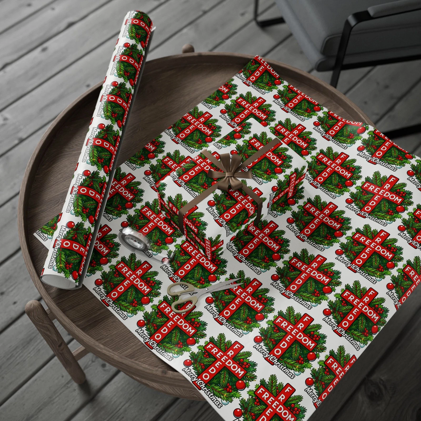 Freedom Cross Charlie Kirk Merry Christmas Wrapping Papers