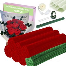 700PCS DIY Rose Making Kit Chenille Stems Red Green for Bouquet Crafts 0.06 per gallon