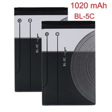 2 Pack BL-5C 3.7V 1020mAh Rechargeable Battery for Radio Bluetooth Speaker Toy