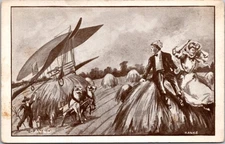 Saved Early Aviation English Countryside Comic Scene 1910s - Photo Postcard