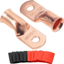 10pcs 0 Gauge 1/0 AWG 1/4 Inch Ring Copper Lugs Heavy Duty Battery Cable