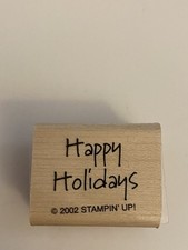 New Stampin Up Happy Holidays Wood Mounted Rubber Stamp RS69