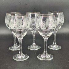 Libbey Arbys Navidad Blanco Esmerilado Pino Copas de Vino Copas Borde Dorado S/5