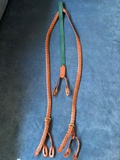 Polo Ralph Lauren Vintage Leather Braided Brass Buckle Suspenders "8055" 1986
