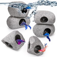 6 Pack Aquarium Decoration Rock Caves, Betta Fish Tank Hideaway, Hideout Ston...