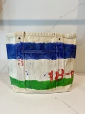 Ralph Lauren Polo New Without Tag Multi Color Canvas Tote Beach Bag