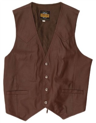 John F Gee Herren Lederweste Mittelbraun AB09