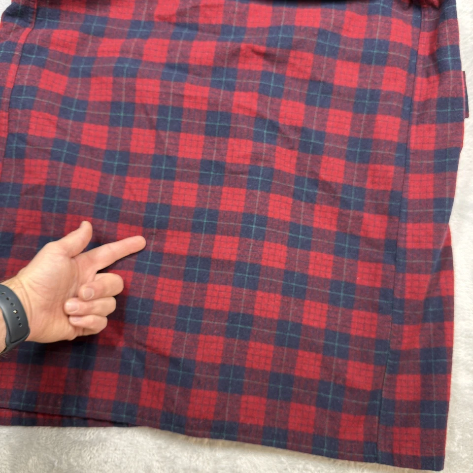 Vintage Pendleton Robe Mens Large Red Blue Robinson Tartan Wool Shawl Collar USA - Image 3 of 4