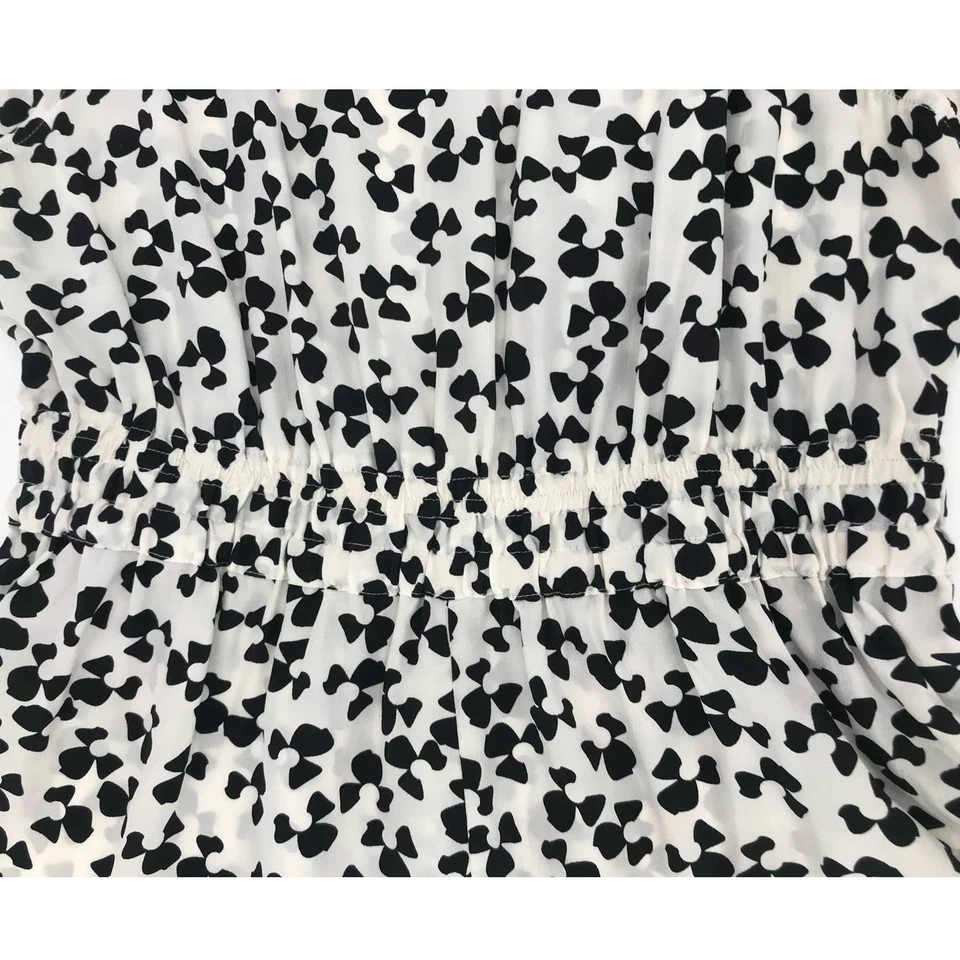 Mameluco Joie Blanco Negro Estampado Floral Seda Manga Gorra Talla S Foto 4 de 4