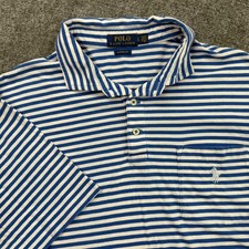 Polo Ralph Lauren Classic Fit Striped S/S Shirt Large Blue White Flaw Men's