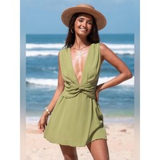 Cupshe Green lightweight Beachy Resort Boho Mini Swim Dress Small