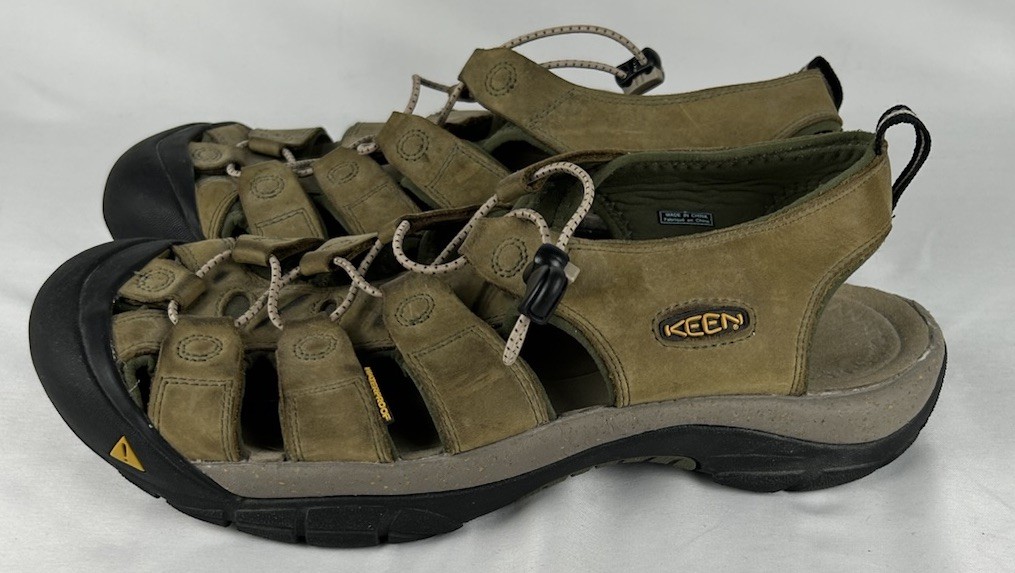 Scarpe sandali impermeabili Keen Newport H2 verde beige pelle uomo 11 5 escursionismo