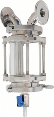 2 inch Tri Clamp Glass Thumper Alcohol Distilling - 2'' TC connections, 4'' TC Top