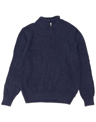Izod Herren Zip Neck Pullover Sweater Medium Navy Blau Baumwolle LT36